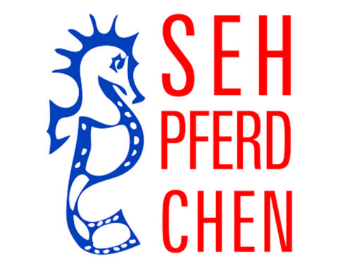 Der Schriftzug "Sehpferdchen" zusammen mit dem Logo eines Seepferdchens